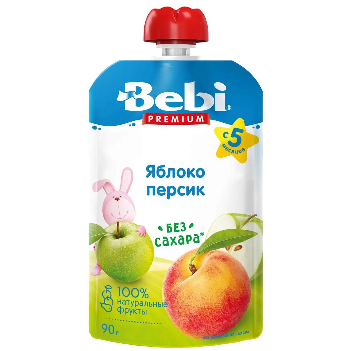 Пюре фруктовое Bebi Premium Яблоко-персик 90 гр., пауч