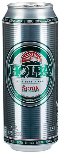 Пиво Holba Serak светлое фильтрованное 4,7% 500 мл., ж/б