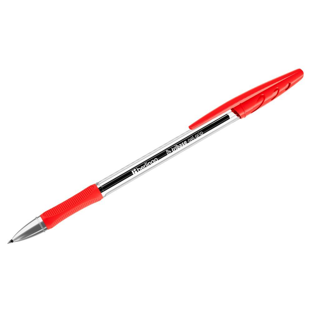 Ручка гелевая Berlingo Tribase Gel grip 0,5 мм красная, картон