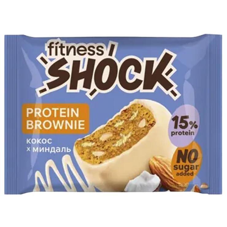 Брауни FitnesSHOCK глазированное миндаль-кокос 50 гр., флоу-пак