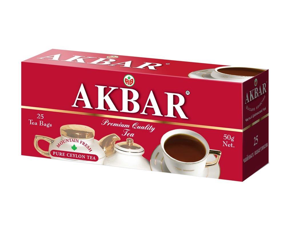 Чай черный Akbar 25 пакетиков 50 гр., картон