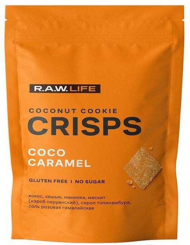 Печенье R.A.W. Life Crisps кокос и карамель без глютена без сахара 35 гр., дой-пак