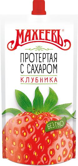 Клубника Махеевъ протертая с сахаром 300 гр., дой-пак