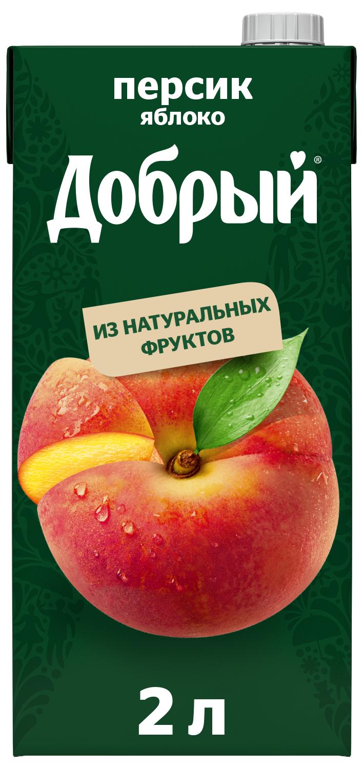 Нектар Добрый персик яблоко 2 л., тетра-пак