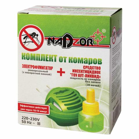 Комплект от комаров Nadzor 30 ночей фумигатор + жидкость 30 мл., картон