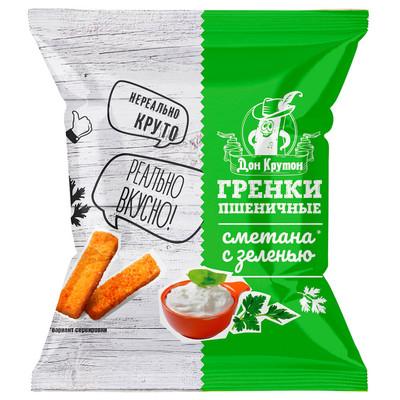 Гренки Дон Крутон пшеничные со вкусом сметана зелень, 55 гр., флоу-пак