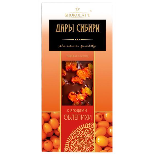 Шоколад Дары Сибири темный с ягодами облепихи 85 гр., картон