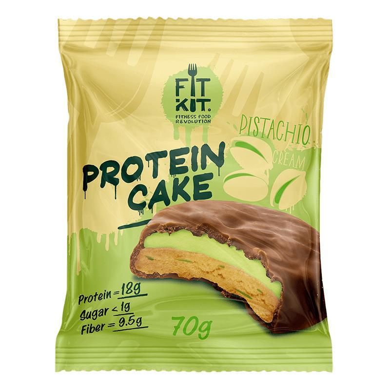 Протеиновое печенье FIT KIT Chocolate Protein Cake фисташковый крем 70 гр., флоу-пак