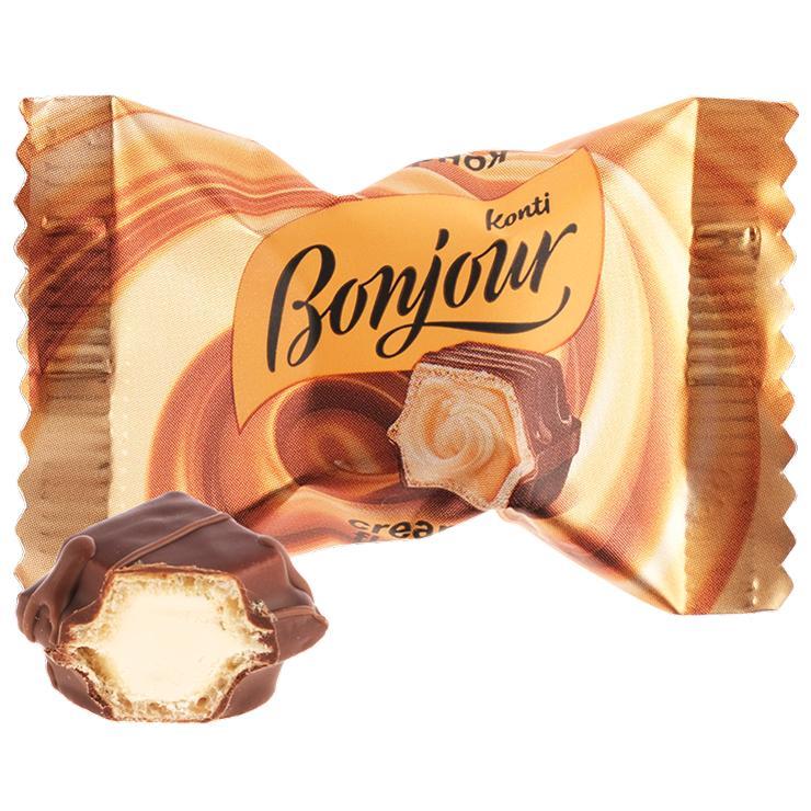 Конфеты Konti Bonjour со вкусом сливок 500 гр., пакет