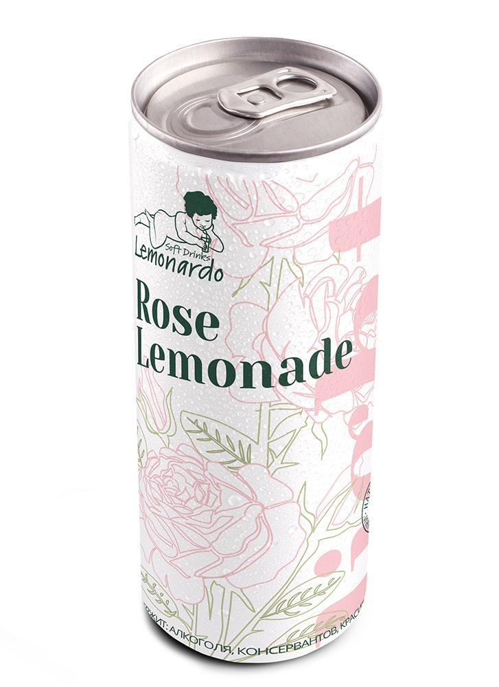 Лимонад Lemonardo Rose Lemonade Light розовый натуральный со стевией 330 мл., ж/б