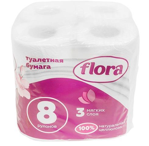 Туалетная бумага Flora Классика 3 слоя 8 шт., пленка