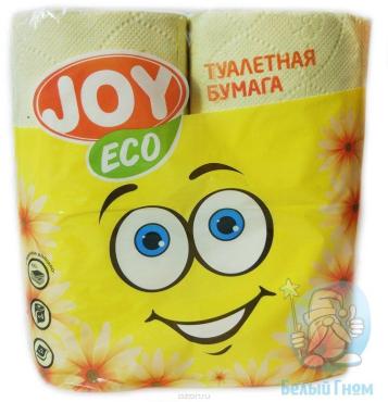 Туалетная бумага Эко желтая 2-х слойная 4 рулона Joy Land, пластиковый пакет