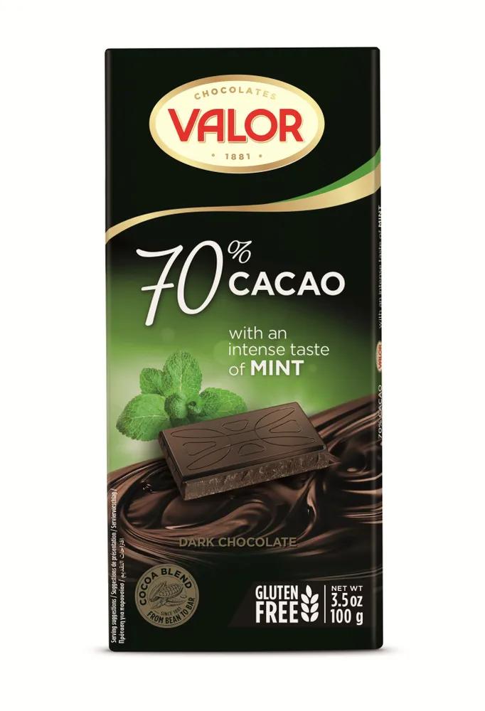 Шоколад Valor горький 70% какао с мятой 100 гр., картон