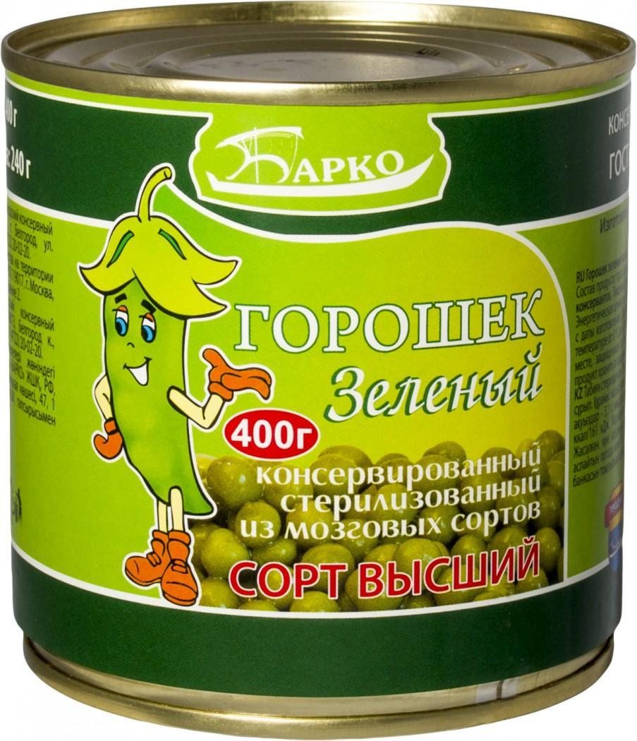 Горошек Барко зеленый консервированный 400 гр., ж/б