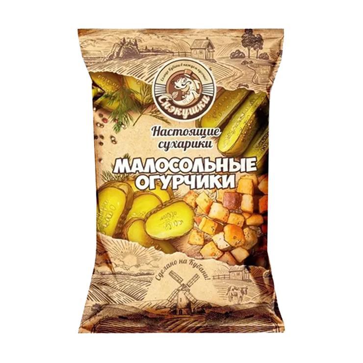 Сухарики пшеничные Снэкушки малосольные огурчики 80 гр., флоу-пак