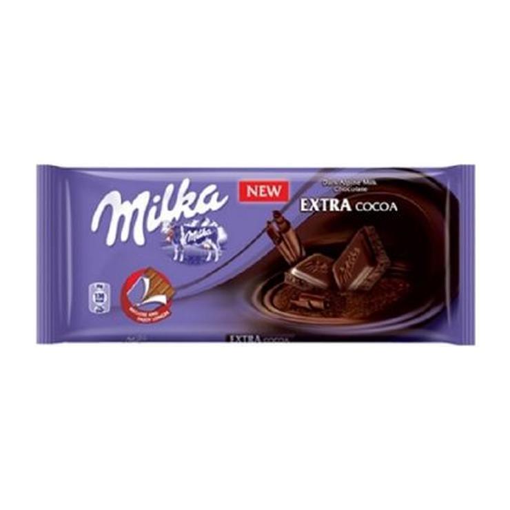 Шоколад Milka Extra Cocoa Dark темный 45% какао 90 гр., флоу-пак