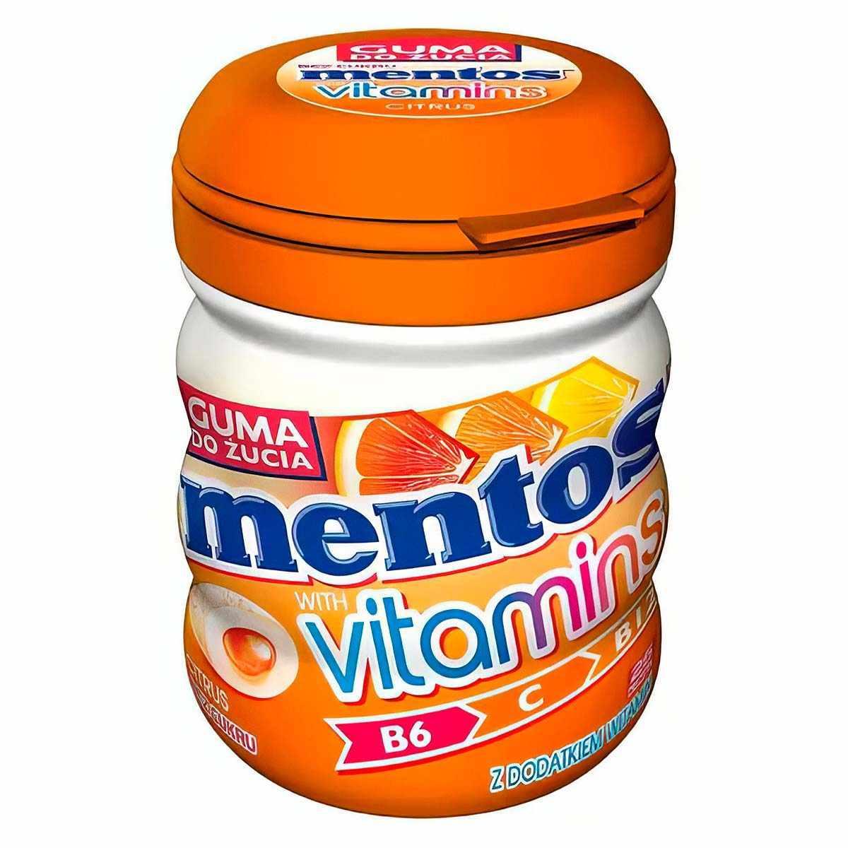 Резинка жевательная Mentos Vitamin Цитрус 50 гр., ПЭТ