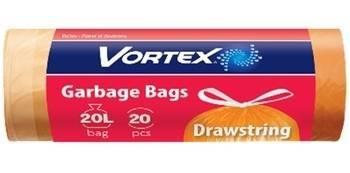 Пакеты для мусора VORTEX 20л/30шт с затяжкой белый