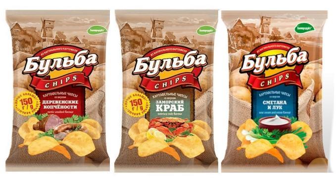 Чипсы из сырого картофеля Бульба chips Ассорти 150 гр., флоу-пак