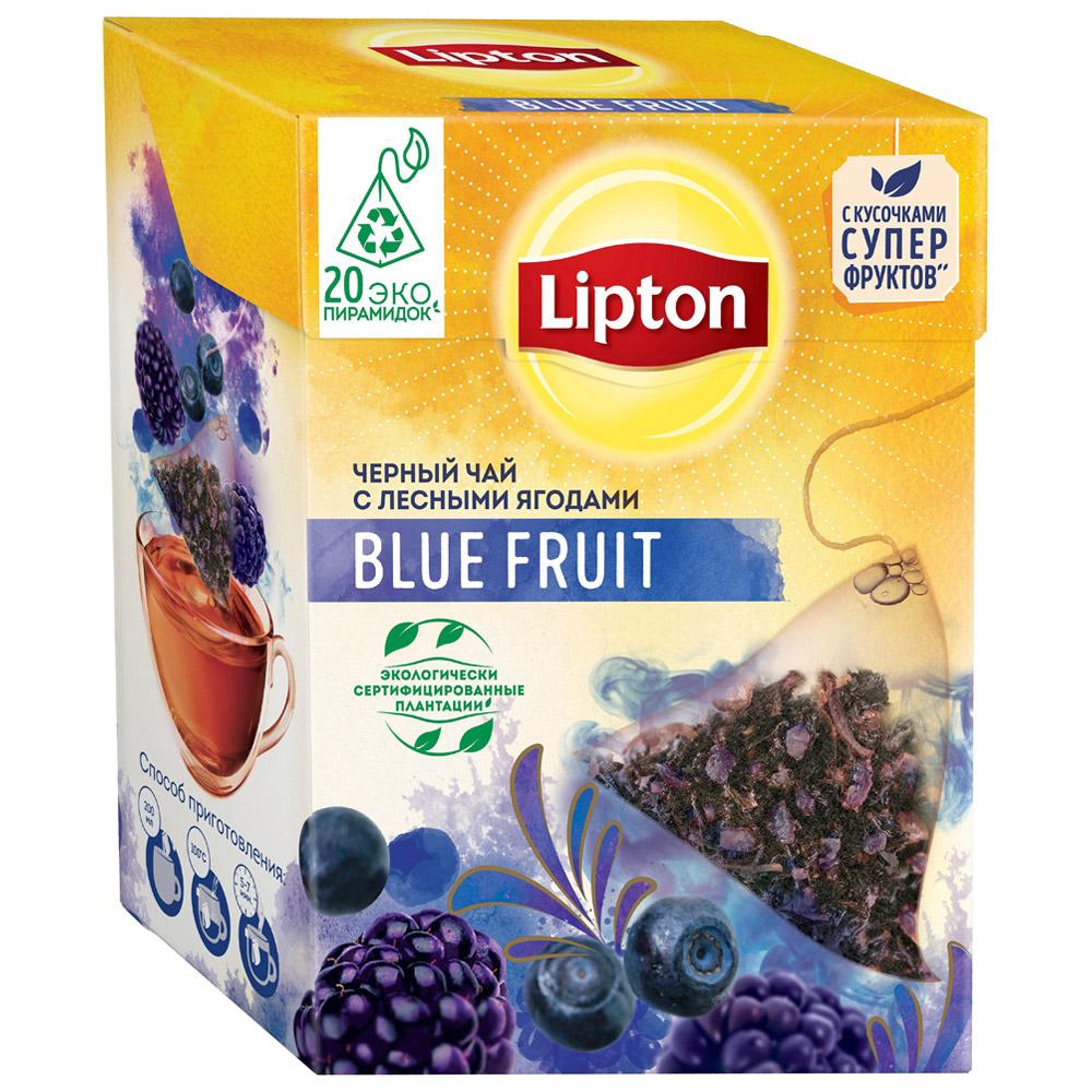 Чай Lipton Blue Fruit черный с кусочками лесных ягод 20 пирамидок, 36 гр., картон
