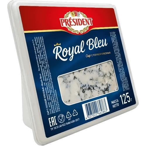 Сыр Президент Royal Bleu с голубой плесенью 62% 125 гр.,  пластик