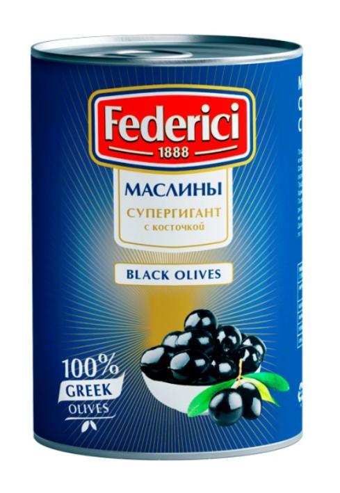 Маслины FEDERICI  Супергигант с/к 820 гр., ж/б