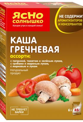 Каша гречневая Ясно Солнышко ассорти грибы, лук, морковь, паприка, томаты 270 гр., картон