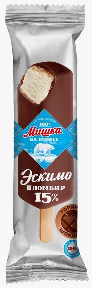 Мороженое пломбир Мишка ваниль в горячем шоколаде эскимо 70 гр., флоу-пак