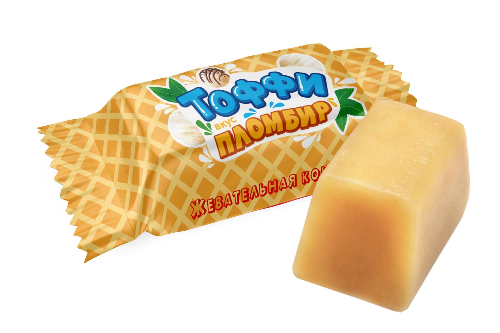 Конфеты Тоффи пломбир неглазированные молочный корпус 1 кг., флоу-пак