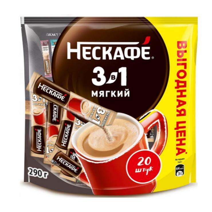 Кофе растворимый Нескафе мягкий 3 в 1 14,5 гр. х 20 шт., дой-пак