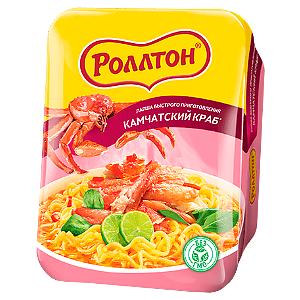 Лапша  быстрого приготовления Роллтон камчатский краб 90 гр, лоток