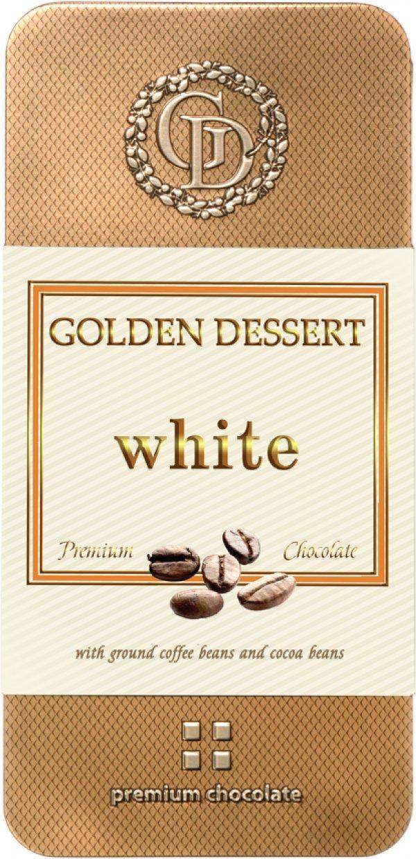 Шоколад White C молотыми кофейными зернами и какао-бобами, Golden Dessert, 100 гр., ж/б