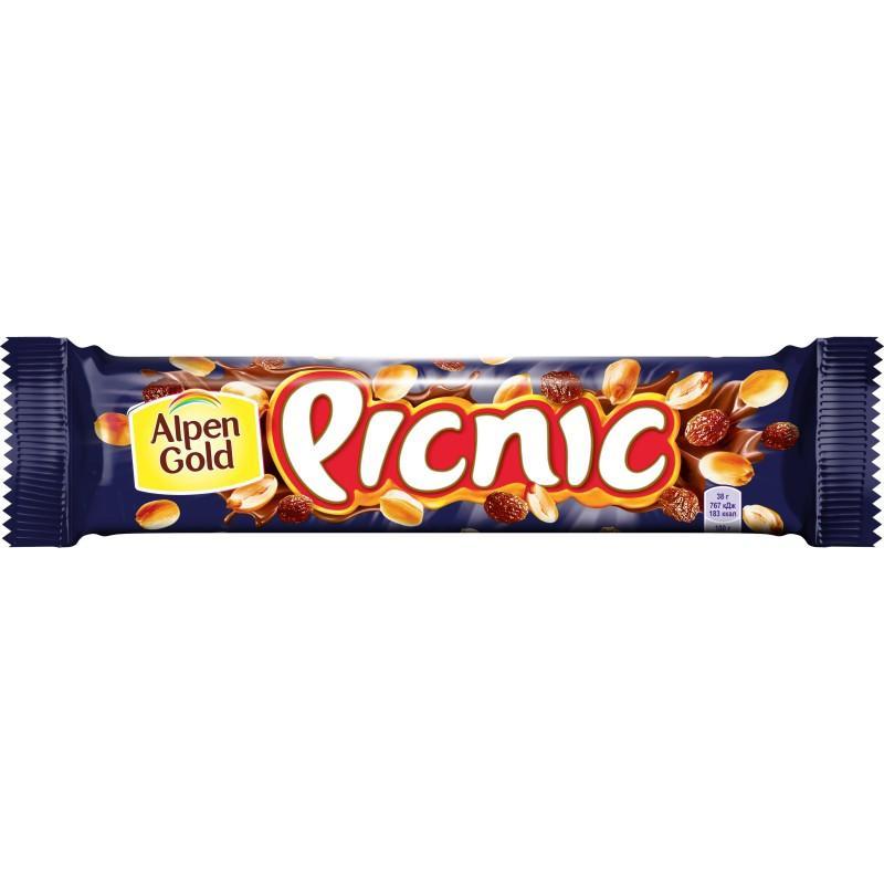 Батончик Picnic с арахисом и изюмом 38 гр., флоу-пак