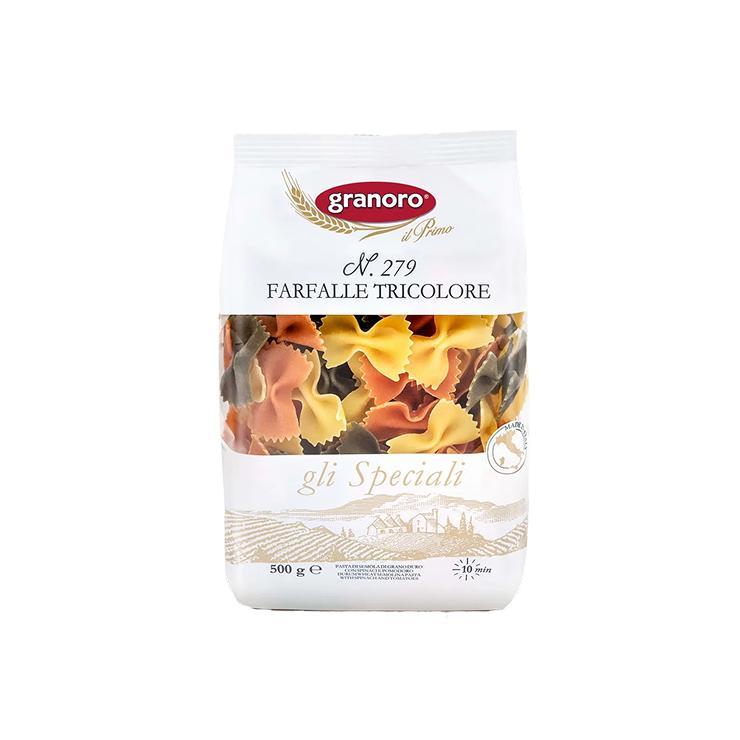 Макароны GranOro tricolori farfalle №279 из твердых сортов пшеницы 500 гр., флоу-пак
