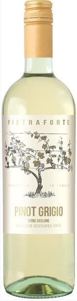 Вино сортовое ординарное Пьетрафорте Пино Гриджио Терре Сицилиане  белое сухое 12% Италия 750 мл., стекло