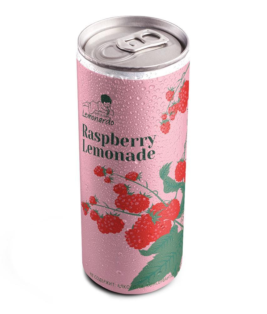 Лимонад Lemonardo Raspberry Lemonade Малиновый без сахара 330 мл., ж/б