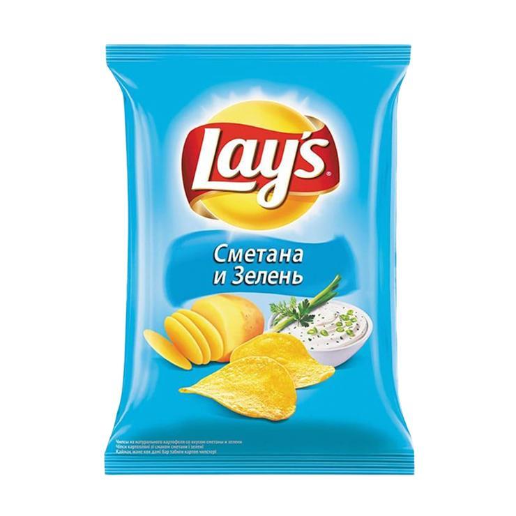 Чипсы Lay's сметана зелень 140 гр., флоу-пак