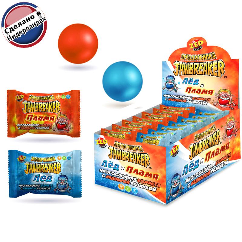 Многослойная конфета Конфитой Jawbreaker зубодробилка лёд и пламя 13 гр., флоу-пак