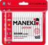 Палочки ватные гигиенические с белым бумажным стиком, 100 шт./упак., Maneki Red,пакет