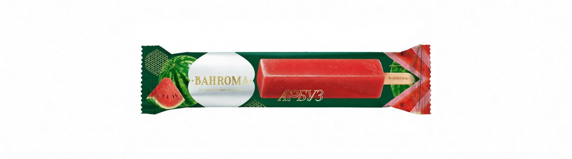 Мороженое лед эскимо Bahroma фруктовый лед арбуз 68 гр., флоу-пак