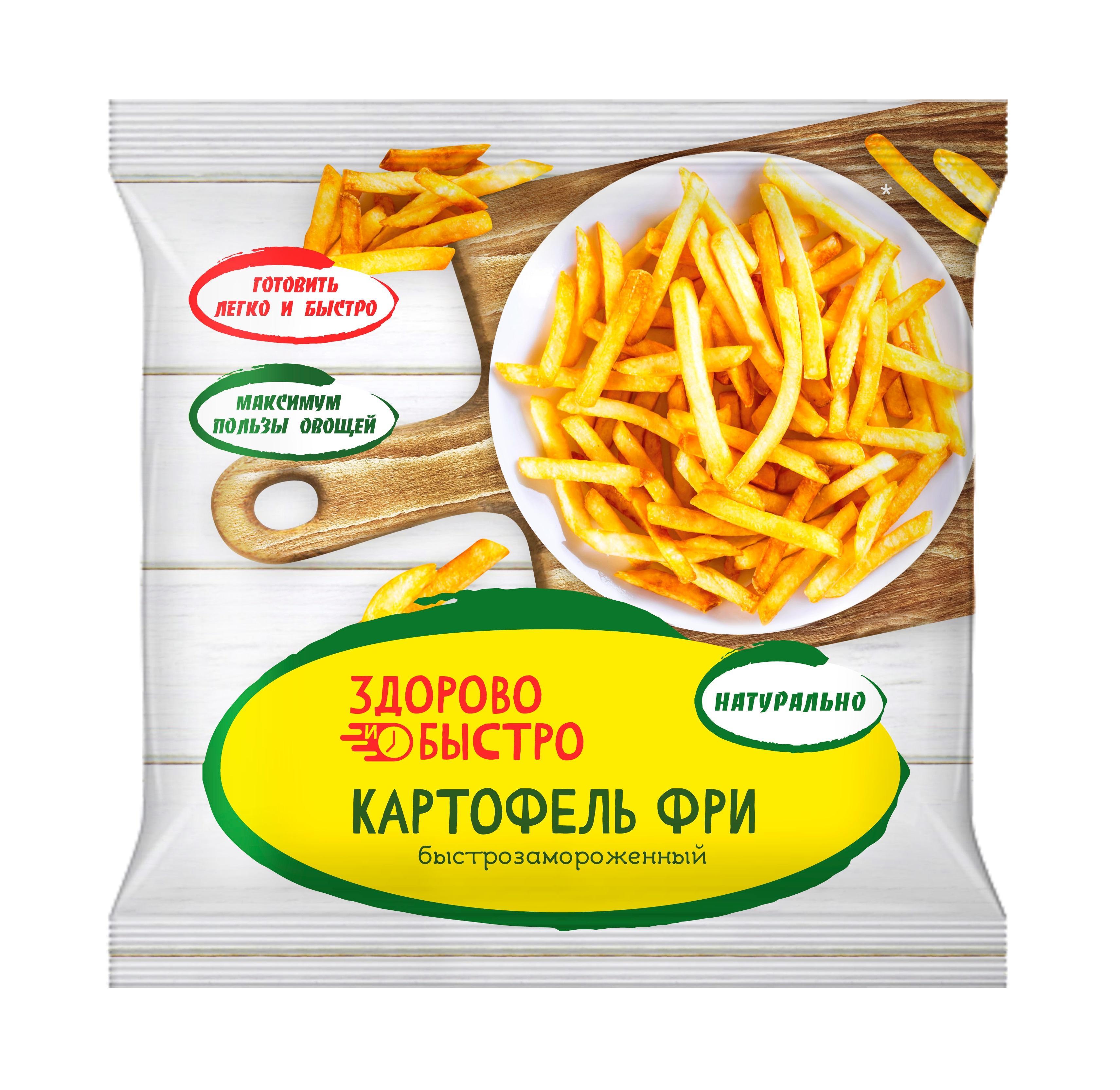 Картофель фри Здорово и Быстро быстрозамороженный 400 гр., флоу-пак