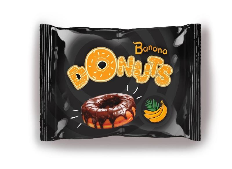 Пончик Dr.Snack глазированный с банановым наполнителем Banana Donut 40 гр., флоу-пак