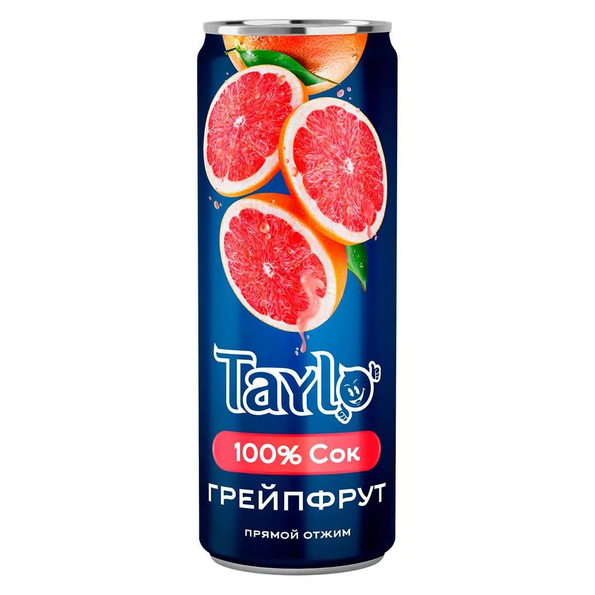 Сок Taylo грейпфрут прямого отжима 100% 250 мл., ж/б