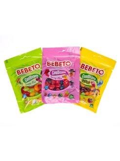 Мармелад жевательный Bebeto COOL BEANS MIX (пакетики) розовый/зеленый, 60 гр., флоу-пак