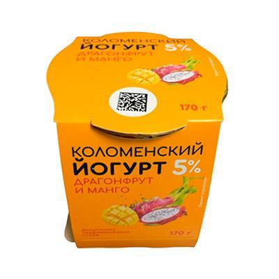 Йогурт Коломенский Питайя-манго-чиа 5% 170 гр., стекло