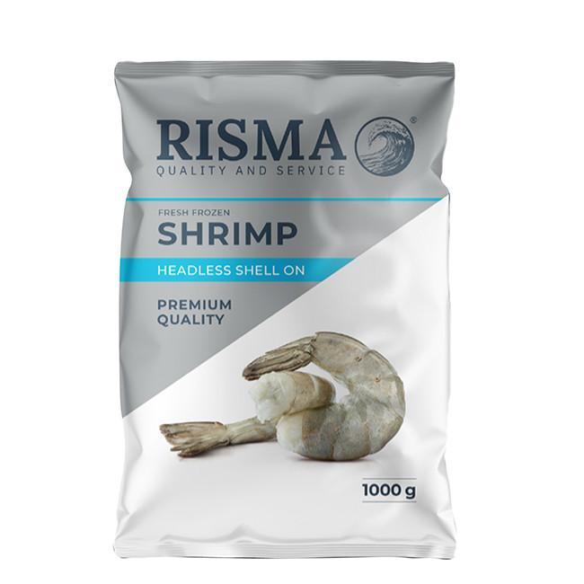 Креветки ваннамей Risma без головы 21/25 свежемороженые 1 кг., пластиковый пакет
