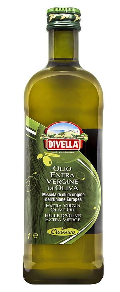 Масло оливковое ЭКСТА ВЁРДЖИН, Divella, 1л., стекло