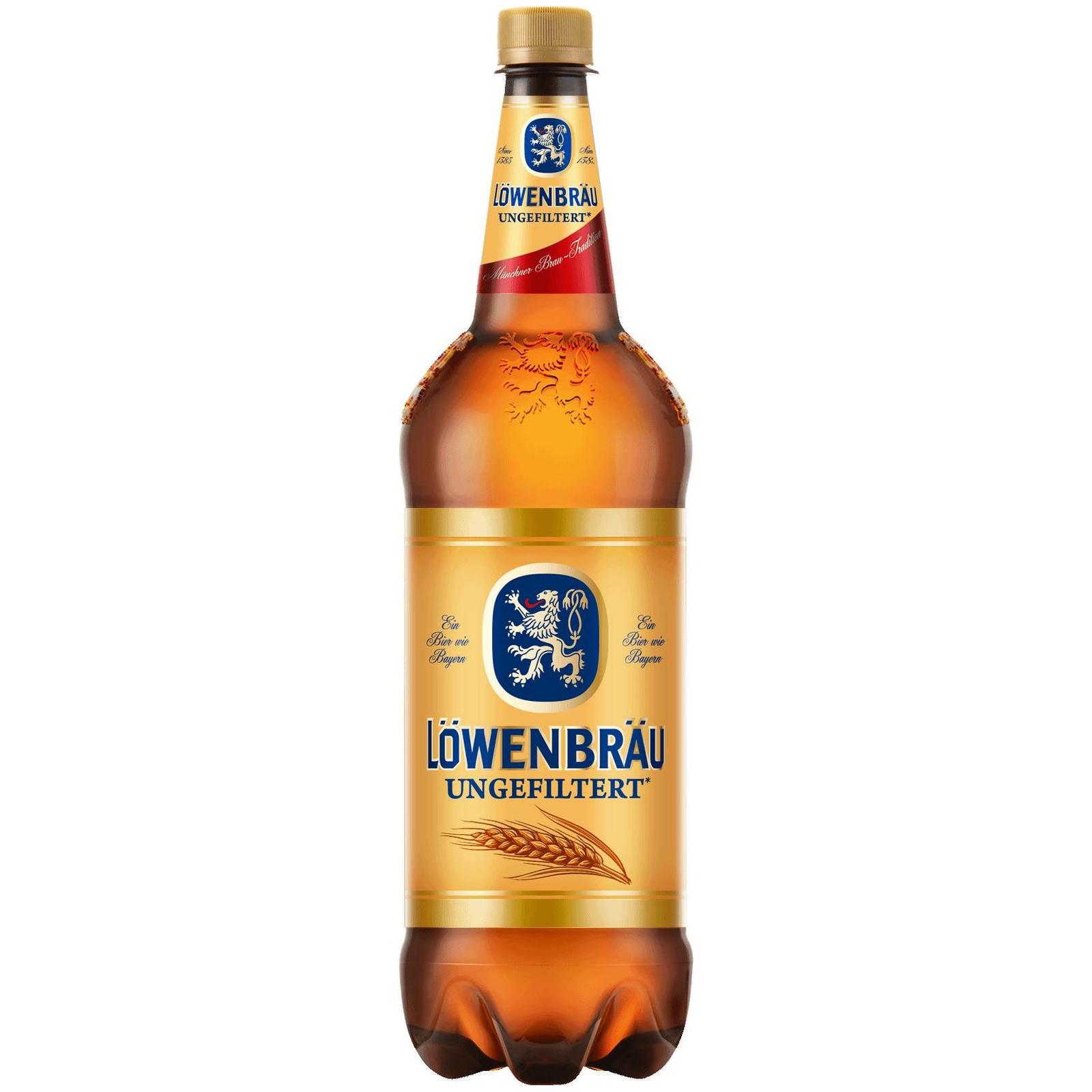 Пиво Lowenbrau Original светлое нефильтрованное 4,9%, 1,3 л., ПЭТ