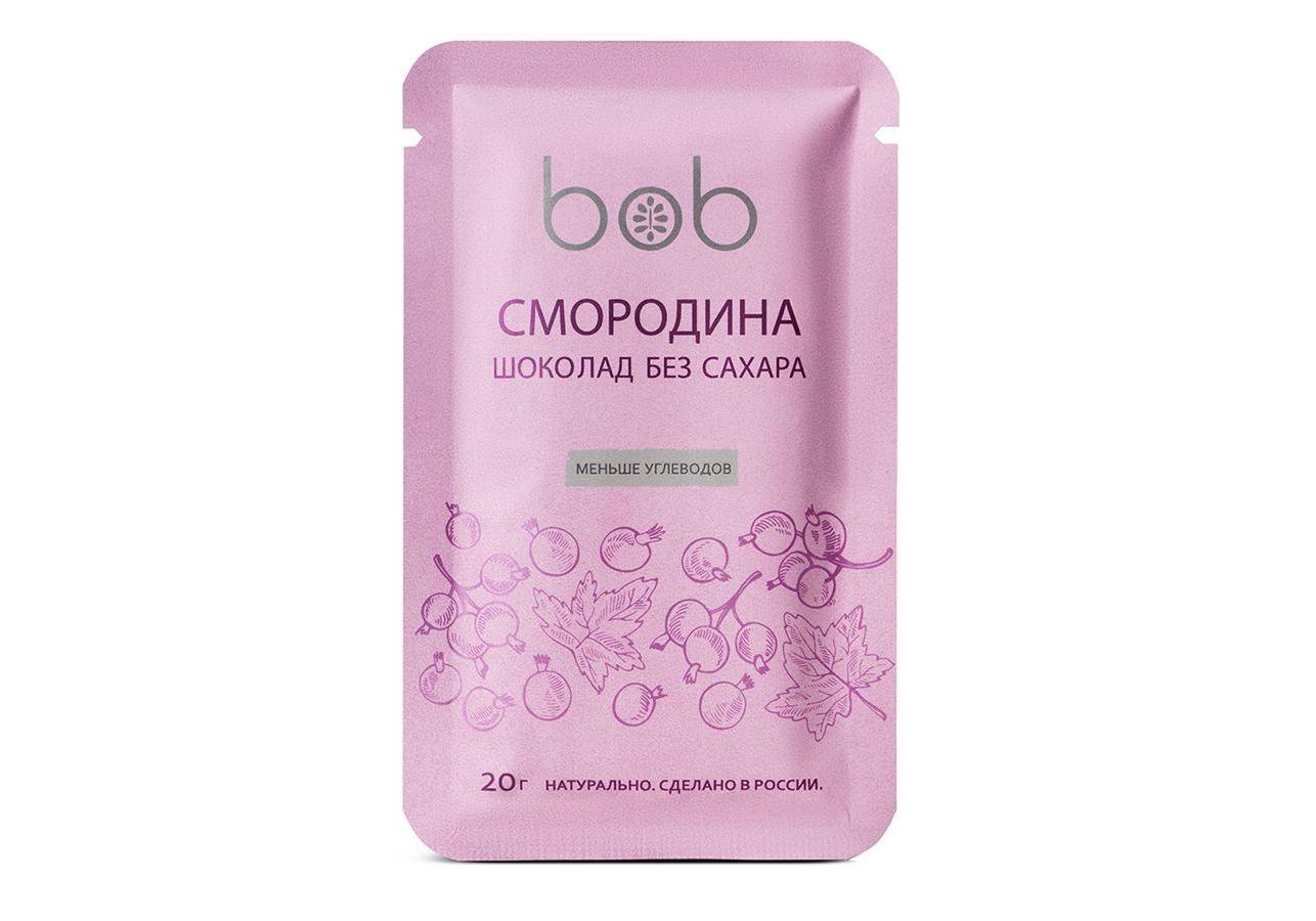 Шоколад Bob, Смородиновый без добавления сахара, 20 гр., бумажная упаковка