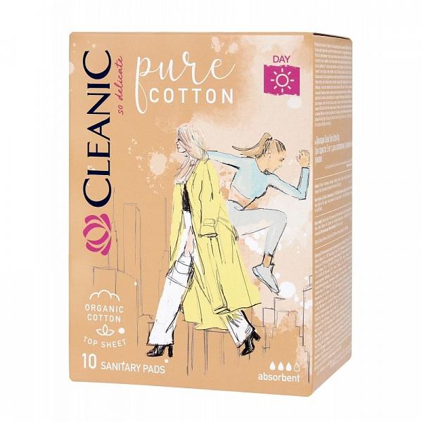 Прокладки гигиенические CLEANIC Pure Cotton (день 3*) 10 шт., пакет